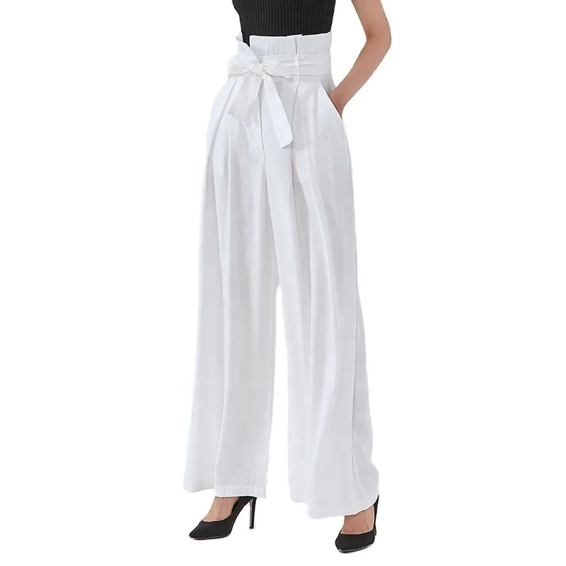 

TWOTWINSTYLE Women's Pants Straight Wide-leg Lace Up Bowknot High Waist Loose Casual