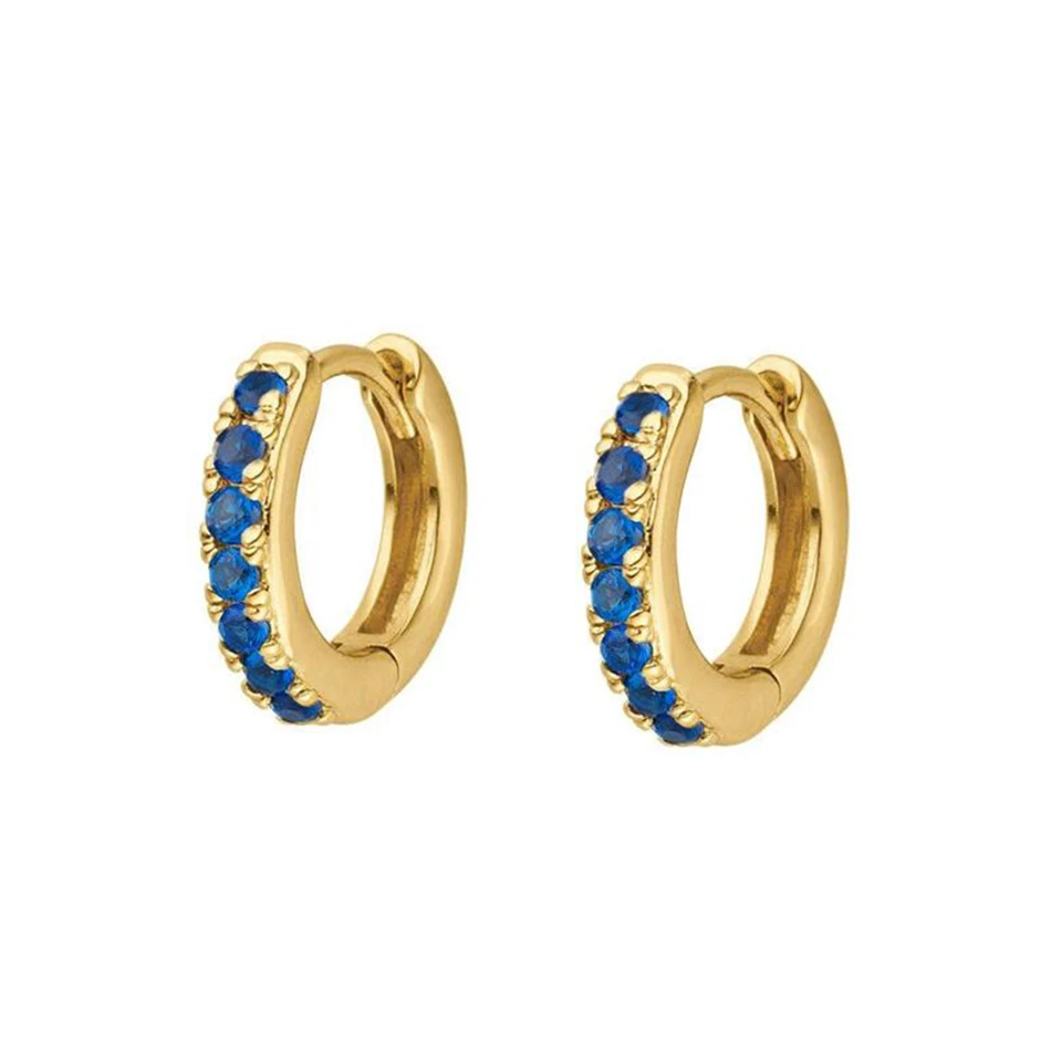 

wholesale 925 sterling silver women earrings 18k gold plated multiple color cubic zircon pave huggie hoop earrings
