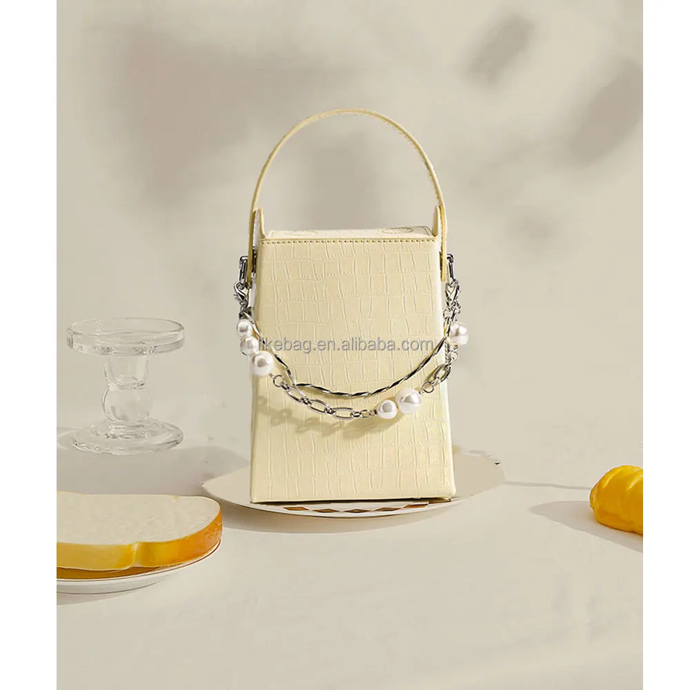 

LIKEBAG fashion ladies cigarette case bag high-end pearl chain stone pattern PU leather messenger Hand Should bag