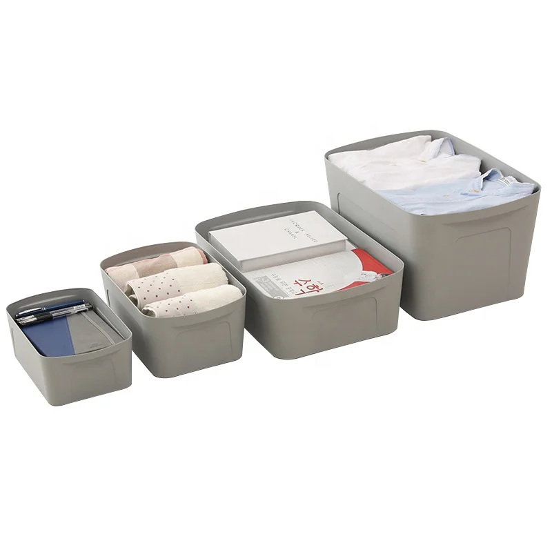 

Household plastic underwear clothing storage bin box, Grey beige and customized