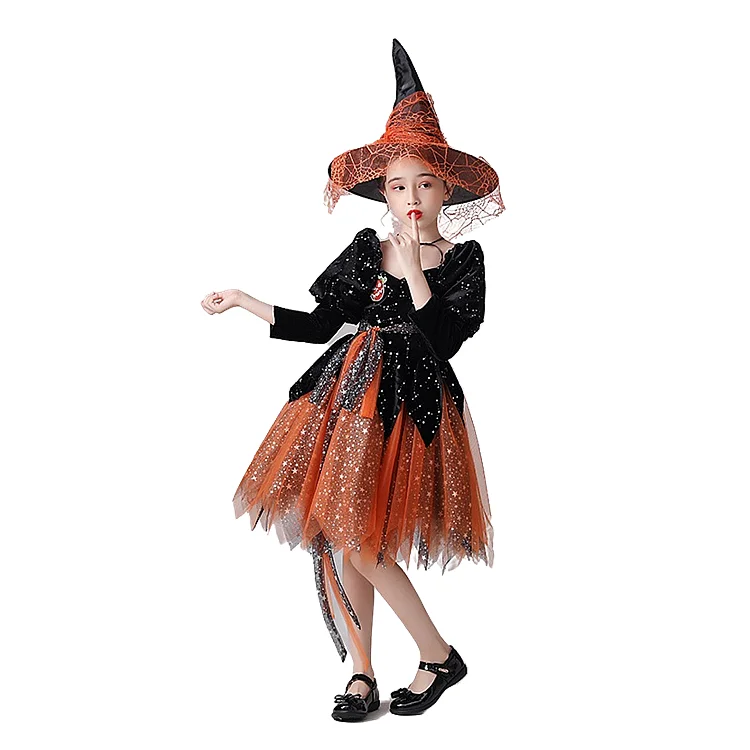 

High quality halloween girls cosplay witch party clothes children halloween costumes girls' dresses disfraces de Halloween, 1 color