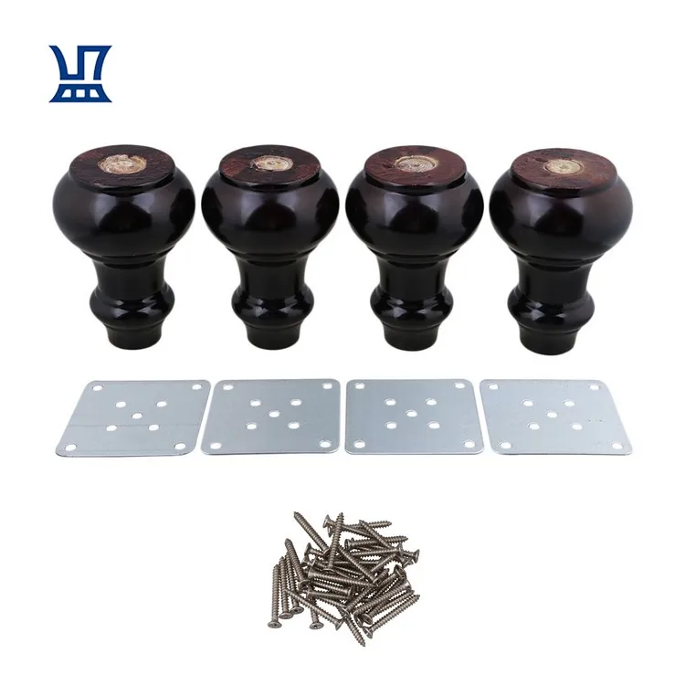 

BQLZR OEM ODM Wood Furniture Legs 1 Piece 4'' European Style Black Wooden Leg for Sofa Bed Cabinet Feet Support Foot Riser, Black.it can be customized.