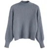 2019 New design for young group Dropped Shoulder Mock Neck ladies sweater
