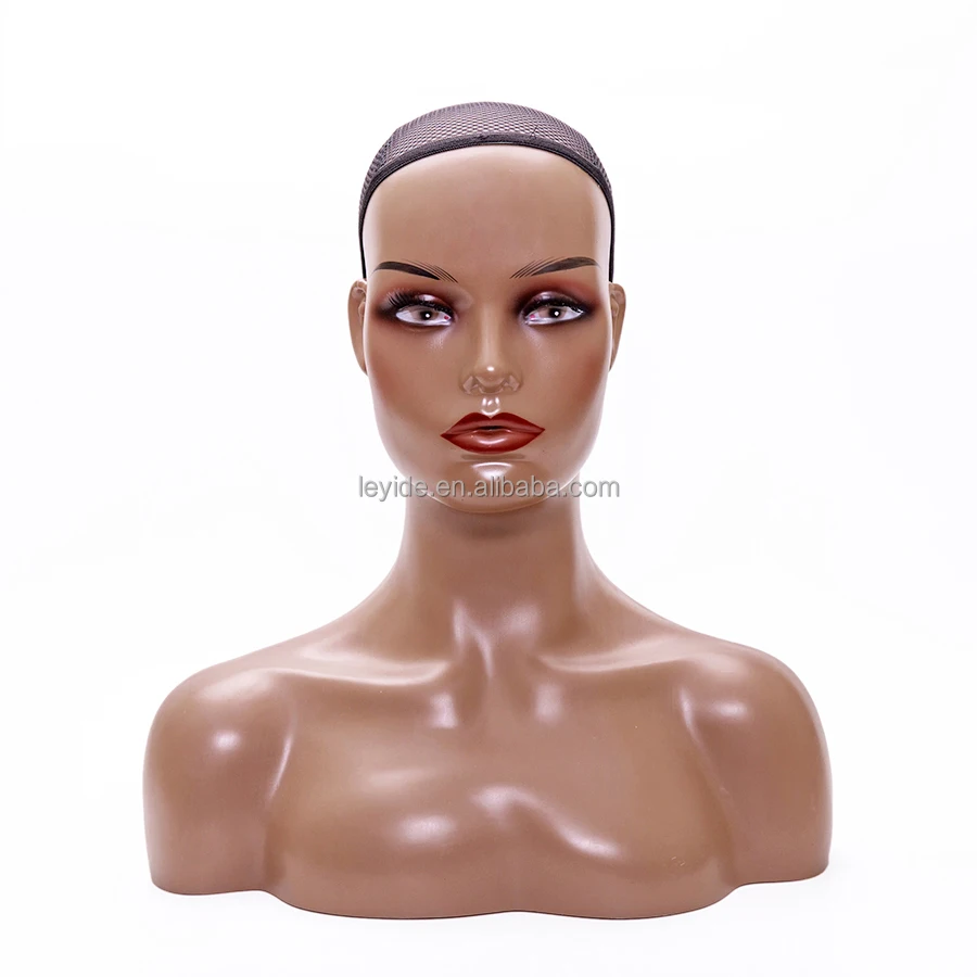 

Wholesale Cheap Fashion PVC Bust Female Wig Display Realistic Training Mannequin Head With Shoulders, Dark brown, beige, white