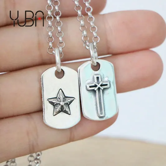 

Hip hop accessoriesJapanese and Korean Student Youth Net Red Silver Cross Pendant Thai silver six Star Pendant for men and