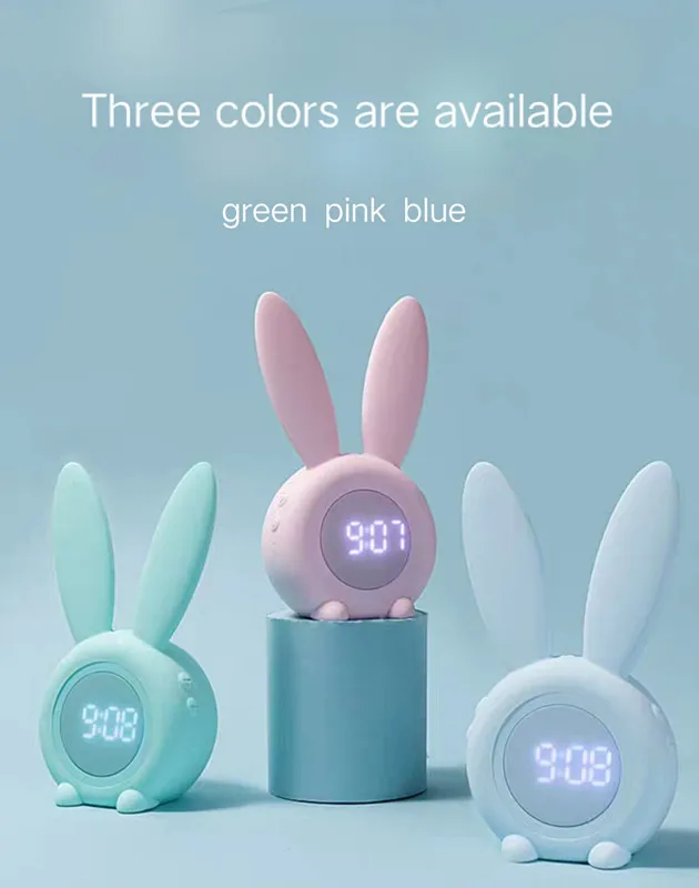 Christmas Rabbit Clock Bedroom Children Sleep Trainer Bathroom Rack