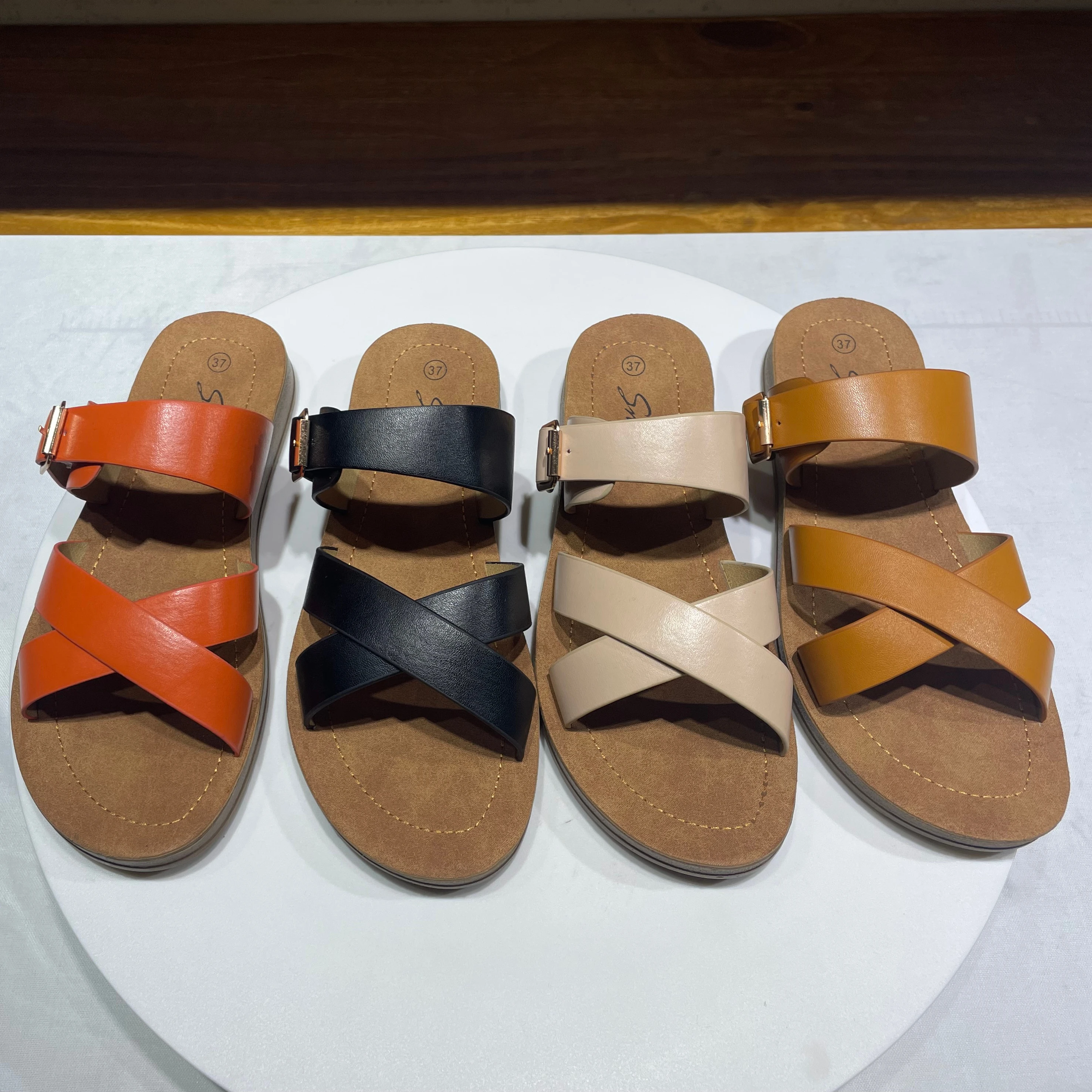 

2021 Factory New Summer Women Slip On light weight comfortable Beach Slipper, Black/orange/yellow/nude