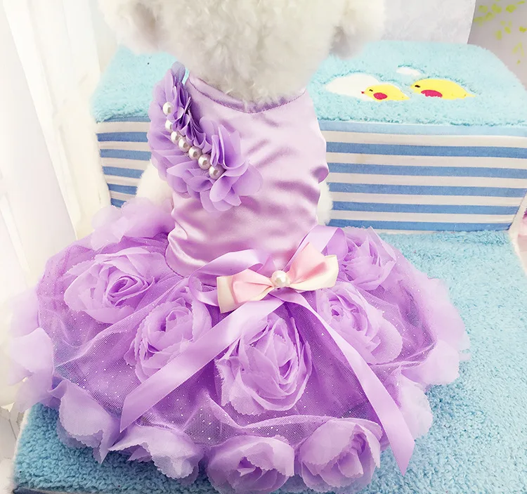 

Pet rose dress skirt pink purple two colors optional for pet dog clothes skirt wholesale, As photo