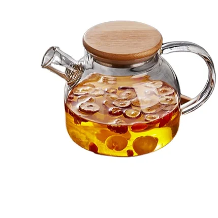 

Handmade High Quality Transparent Heat Resistant Borosilicate Glass Teapot With Bamboo Lid