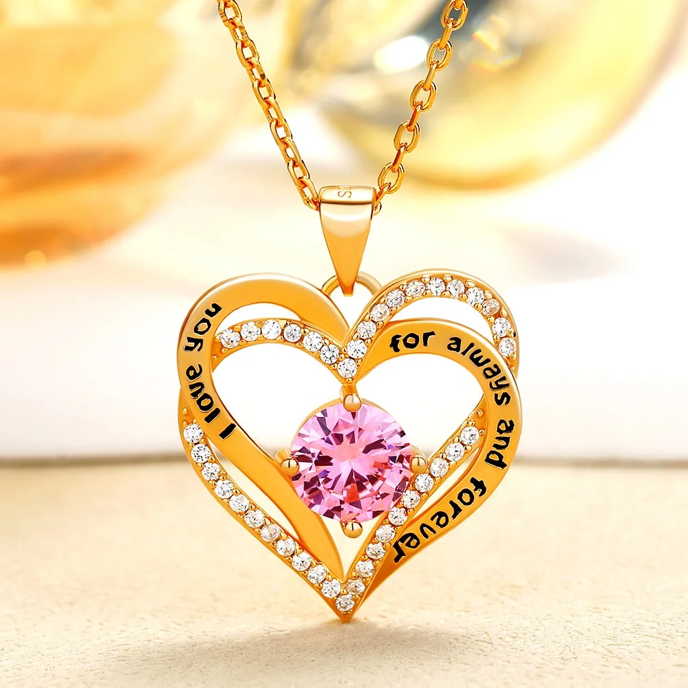 

Fashion Minimalist Birthstone Heart Necklace 925 Sterling Silver Necklace Fashion Jewelry necklace for Women