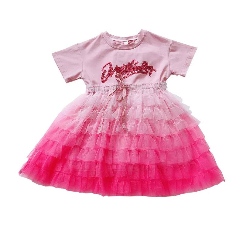 

Summer new children's clothing girls dress long cake dress little girl baby foreign style dress