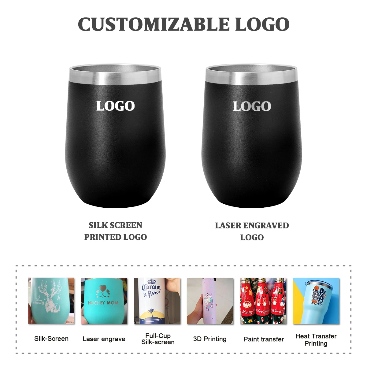 Order Double Insulated Cheap Tumblers Custom Printed With Logos - 10 Pack -  Silver 