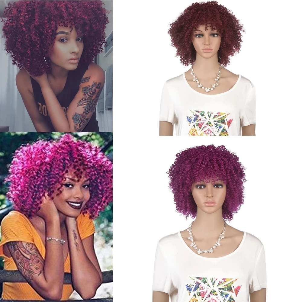 

Onst Best Price Wigs for Black Women Synthetic Kinky Curly Wigs 12 inches Short Black Natural Afro Hair for Black Women 2colors, Pic showed