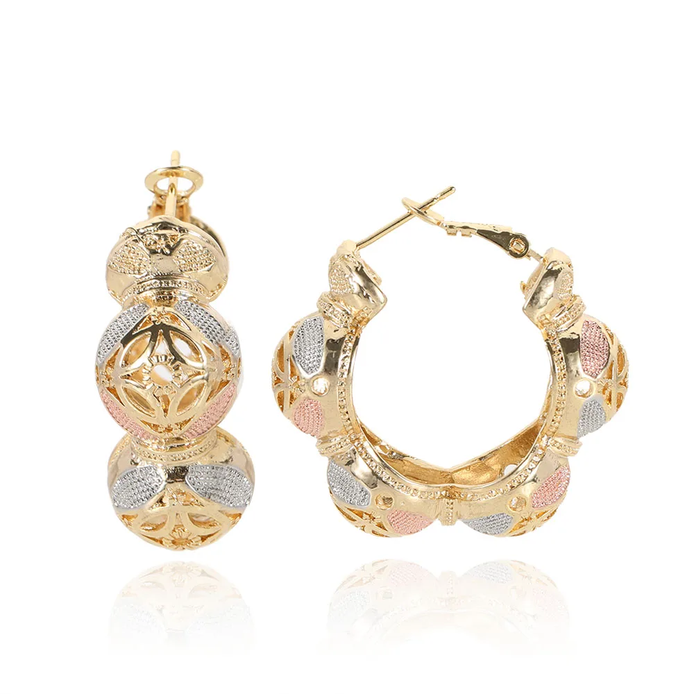 

Oro laminado gold plated hoop earrings different colour, Tricolor