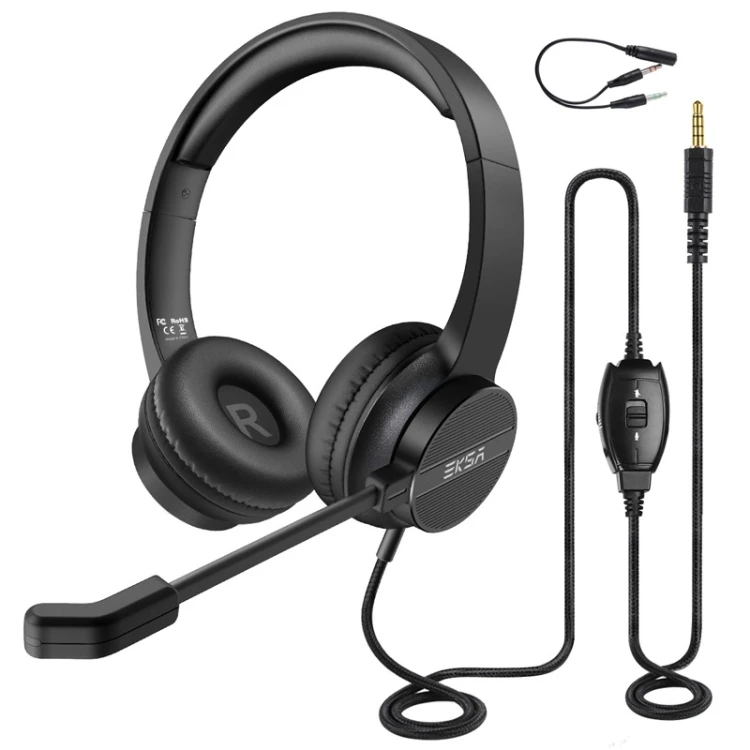 

Hot 3.5mm Head-mounted Noise Reduction Wired Headset with Microphone