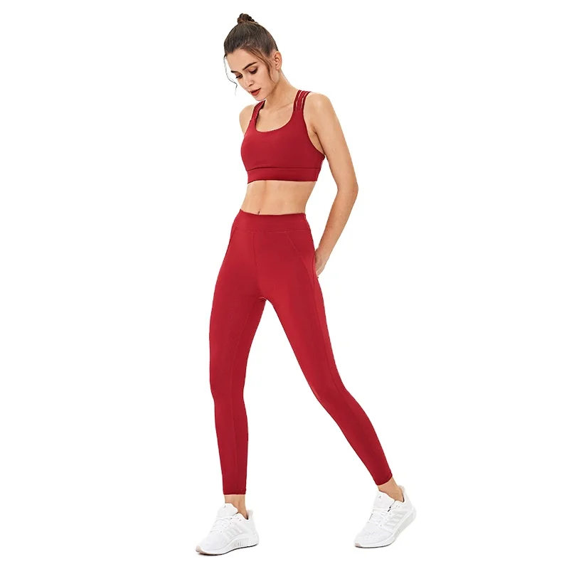 

2021 Wholesale Workout Clothing Custom Yoga Set Women Active Gym Bra And Compression women Leggings Sets, Customized colors