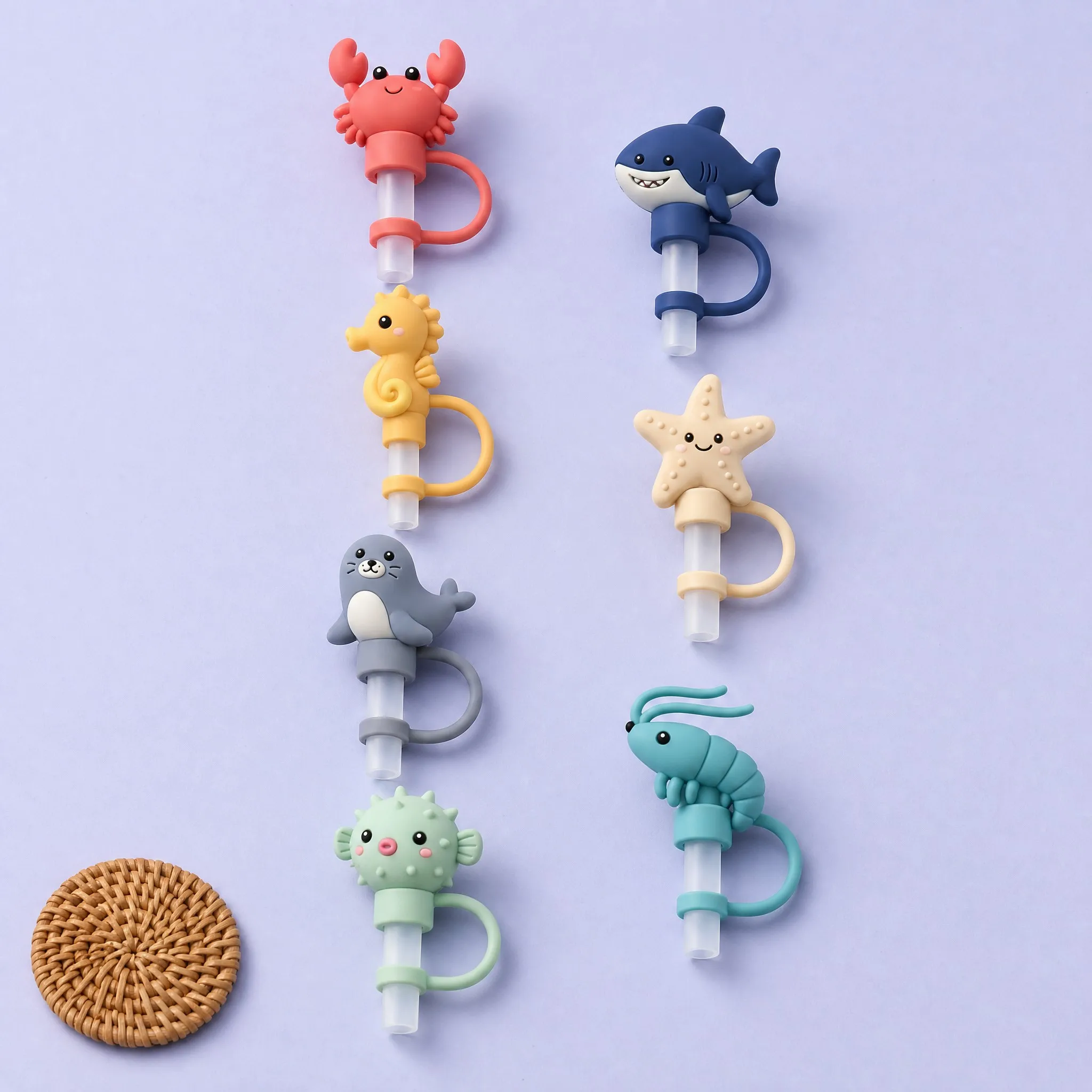 Sea Life Silicone Straw Toppers 7 Styles Lineup for Stanley 10mm Straws