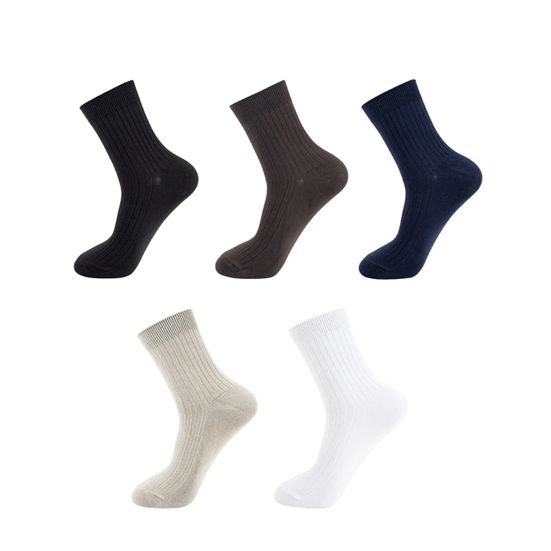 

Autumn and winter tube crew men's socks double needle thick stripes solid color cotton 100%, Custom color