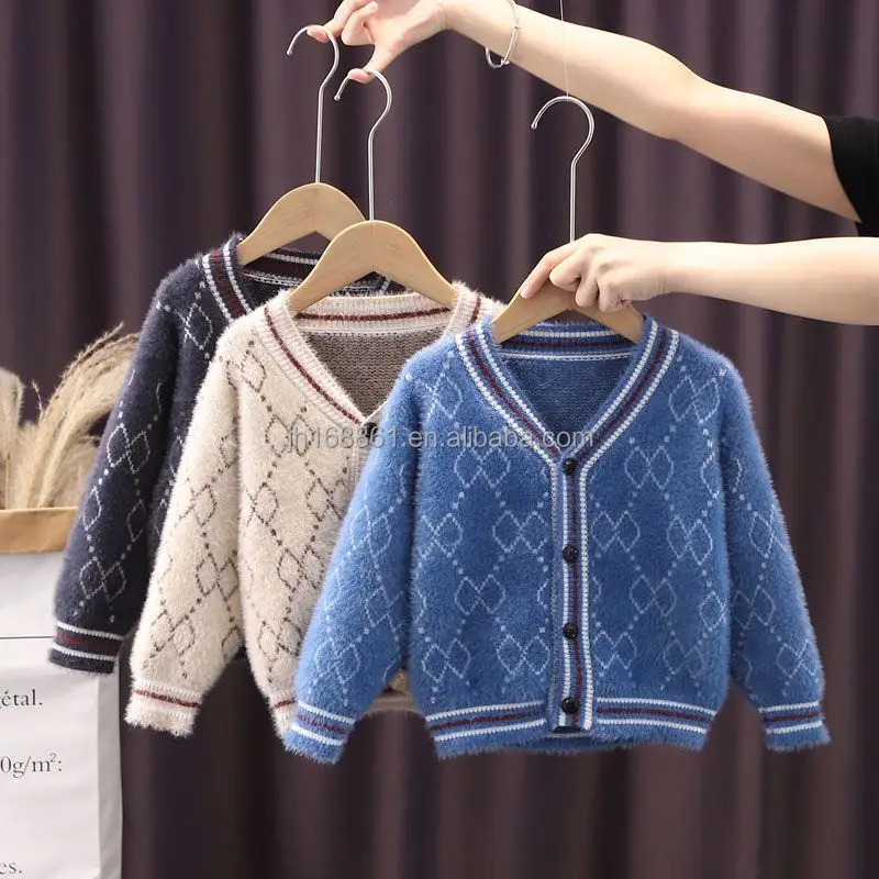 

Wholesale spring girls primary school sweaters O collar children's sweaters, boys' clothing children winter thick baby sweaters, Picture
