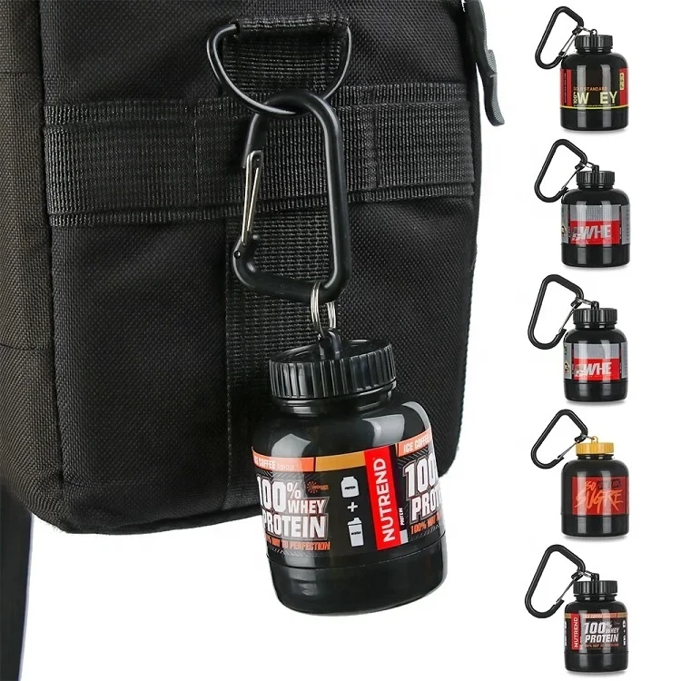 

Protein Powder Keychain Funnel Tub Gym Protein Shaker Carrier Bottle Protein Bag Container Mini Health Bottle, Any color available