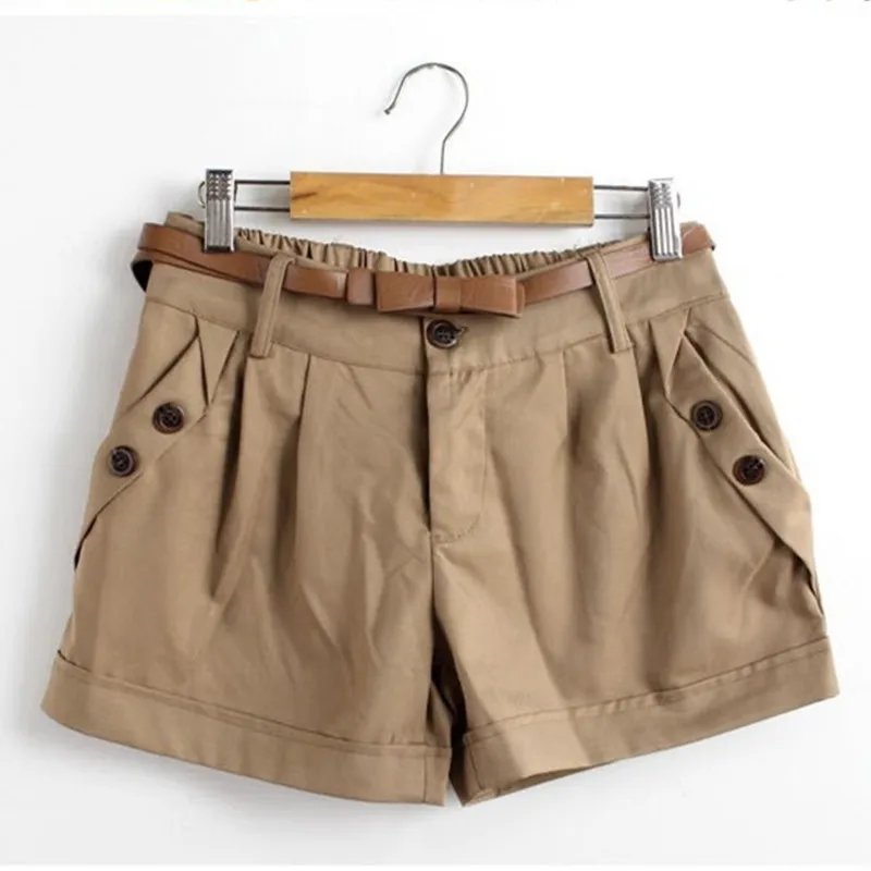 

Plus Size Solid Color Short Pants Women's Fashion Casual High Waist Summer Loose Short Trousers, Khaki, blue, black