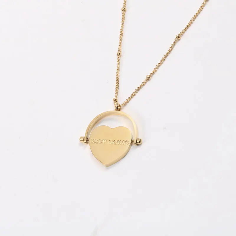 Joolim Jewelry 18K Gold Plated Keep Going Heart Pendant Rolling-over Necklace Stainless Steel Jewelry Wholesale