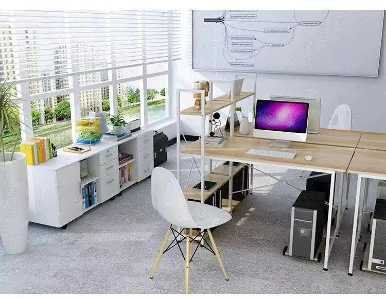 2020 Steel Wood Integrated Desktop Computer Desk For Student With Bookshelf