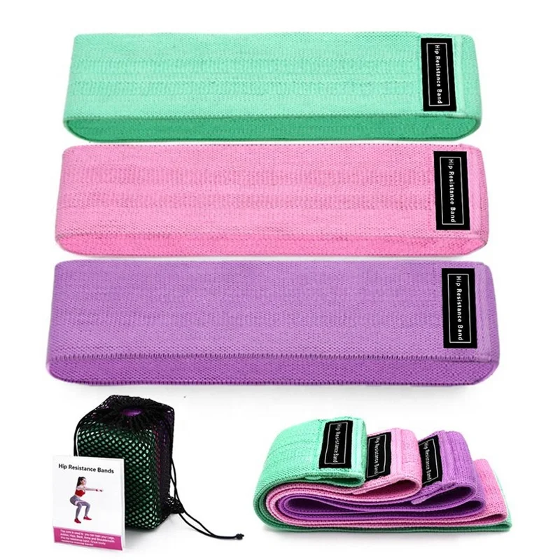 

Wholesale Custom Logo Adjustable Leg Elastic Fitness Fabric Resistance Bands, 3 colors/ customized