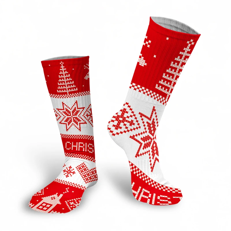 

New Christmas Gift Socks Red Happy Men Women Long Socks Snowflake Christmas Tree Elk Autumn Winter Cotton Warm Girl Calf Socks