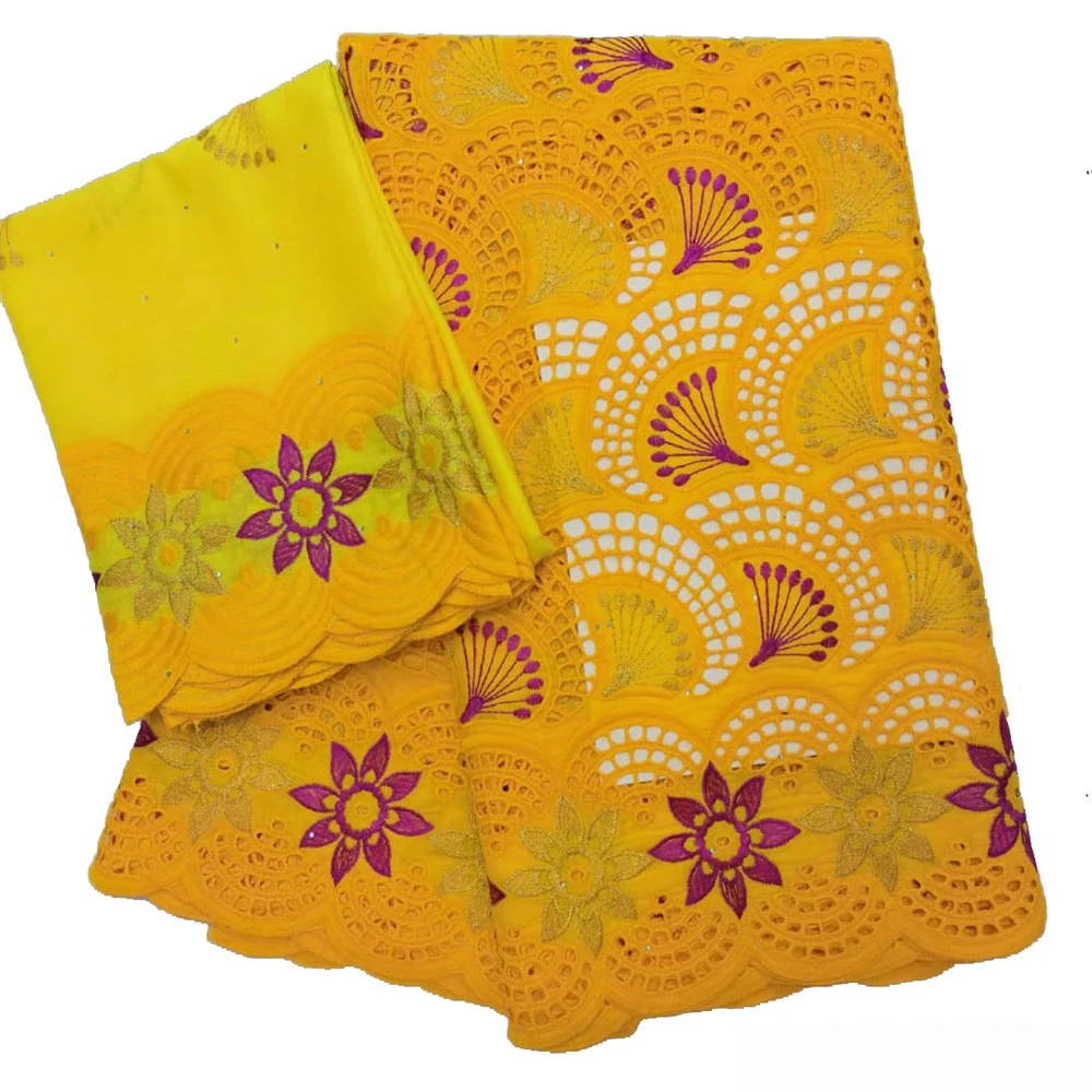 

Beautifical swiss fabric set dresses cotton dress yellow lace ML19R268, Customized