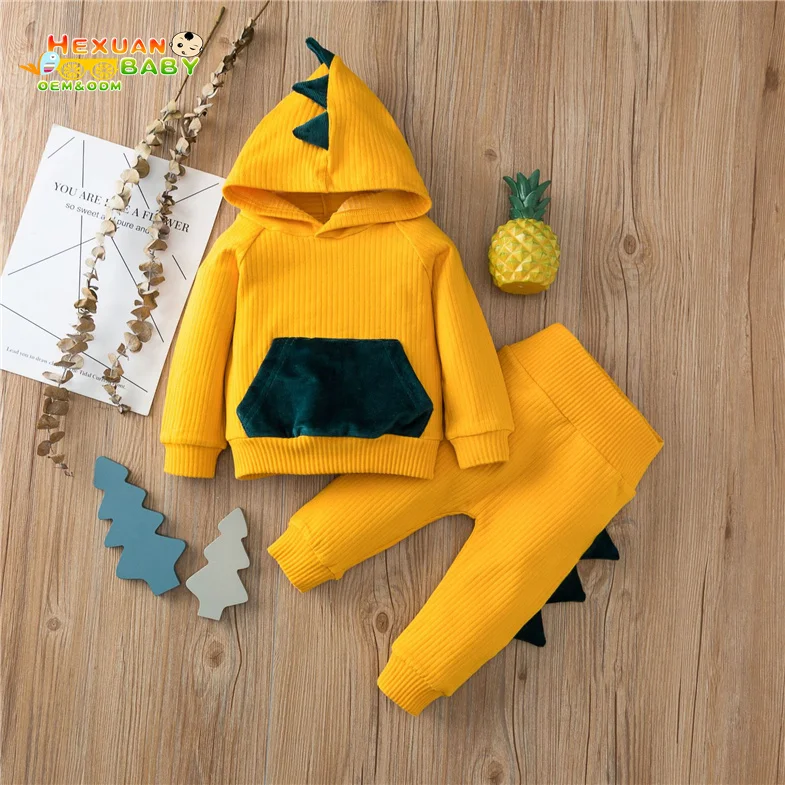 

New Design 2 Piece Baby Boys' Clothing Sets Wholesale 2021 Autumn Winter Dinosaur Children Boys 1-4 years Clothes, Picture shows