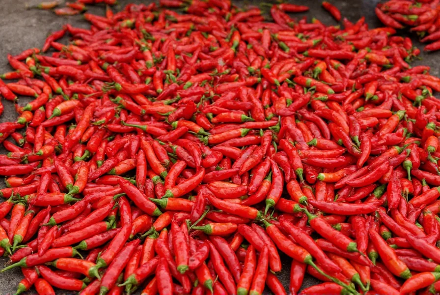Traditional Thai sriracha production process showing red chili peppers being harvested and processed in Si Racha