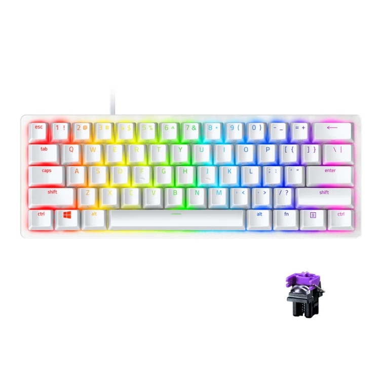 

Razer Huntsman Mini 61 Keys RGB Lighting Wired Gaming Mechanical Keyboard, Paragraph Optical Axis, Black,white