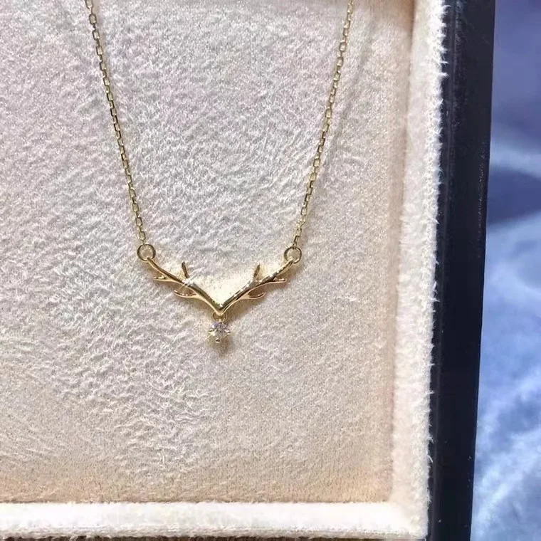 

Certified 18K Gold One Deer Has Your Chain Au750 Color Gold All-Match Light Luxury Points Choker Water Shell Gold Wholesale