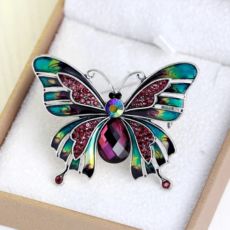 

Colorful Butterfly Design Brooches Shiny Rhinestone Fashion Brooch Pins for Women Scarf Pins Jewelry Accessories