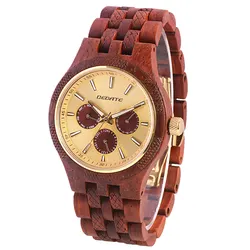 Free Box Executive Leather Wooden Timepiece Mens W