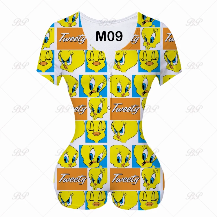 

Wholesale custom low 1pc moq onesie for women autumn fall long sleeve designer tweety bird onesie adult cartoon tweety onesie