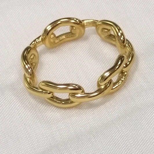 

2021 Wholesale Stainless Steel Rings Woman Men Gold Plated Jewelry Minimalist Chain Link Ring 18k Gold Rings Jewelry, Gold ,steel