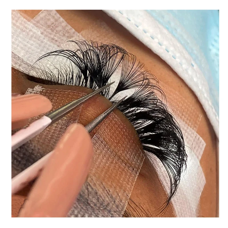 

Volume Easy Fanning Eyelash Extensions Faux Mink Flare Easy Fan Eyelash Extention Natural Easy Fan Lashes Tray, Natural black