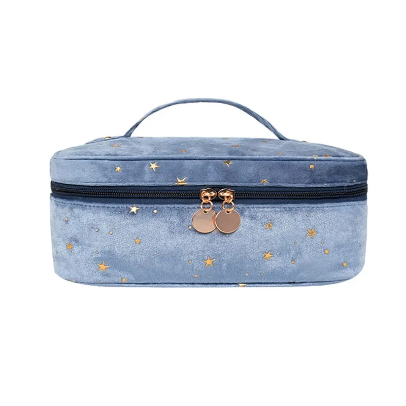 

Women Velvet Makeup Bag Zipper Pocket Cosmetic Travel Custom Pink Makeup Bag