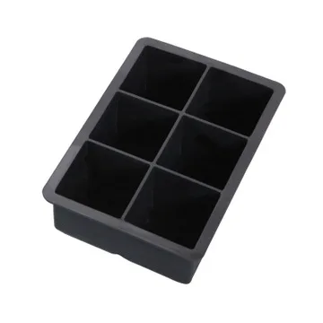 

6 Cavity Ice Maker Large Size Silicone Ice Cube Tray Silicone Ice Molds for Whiskey and Cocktails, Black