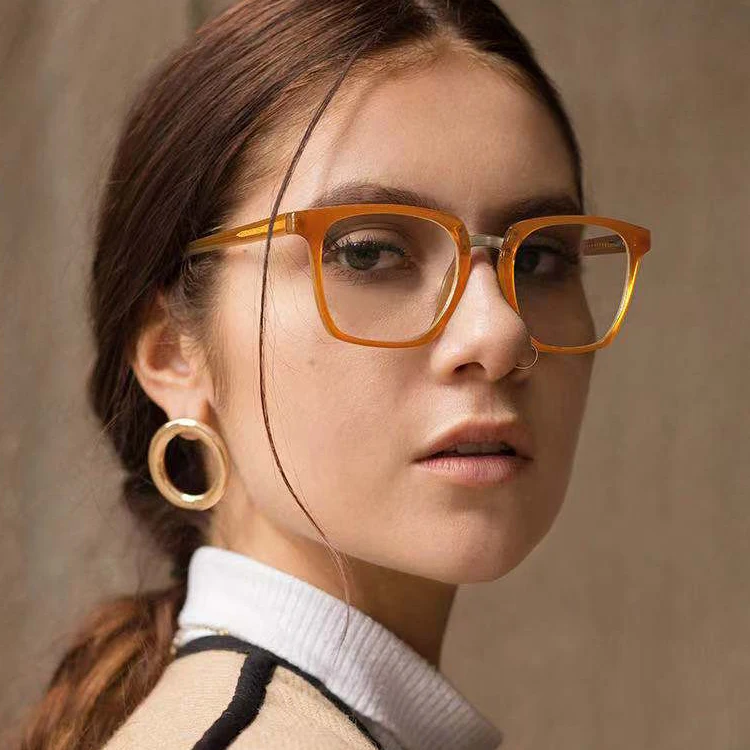 

2021 Women Glasses Frame Computer Optical Frame Eye Protection Eyewear Imitated Acetate Blue Light Blocking Glasses, 6 colors