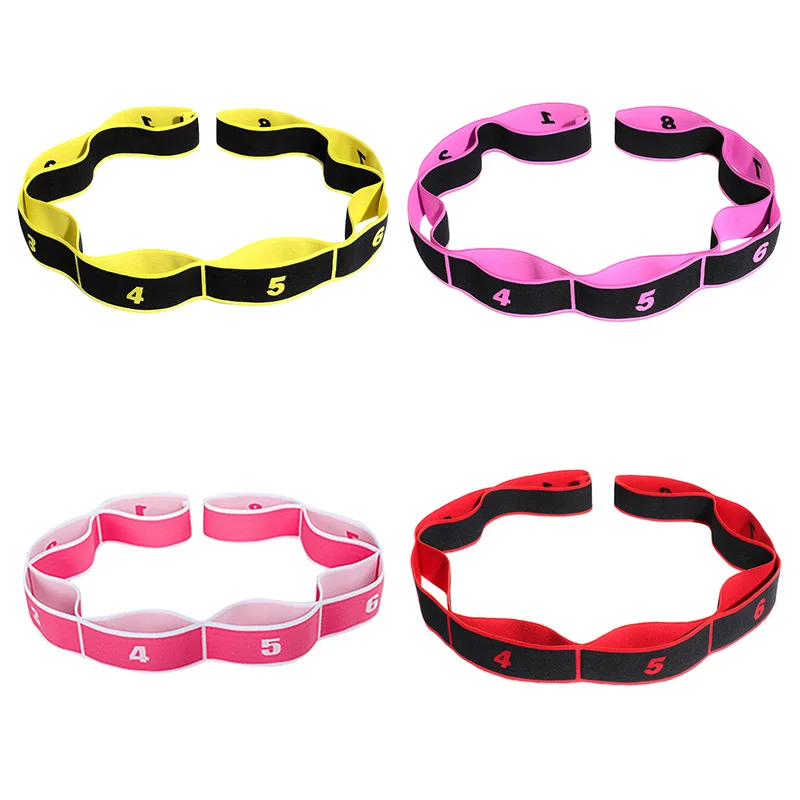 

New Elastic Nylon Yoga Stretch Strap With 8 Loops Latex Latin Dance Band Split Stretching Toughness Training Fitness Tool