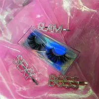 

free sample 5d mink eyelash diamond hair pins 1 pair lashes and 3pcs hair pins letter hairclips
