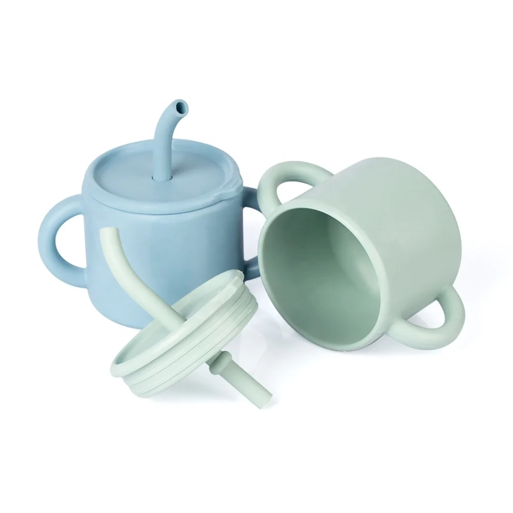 

Amazon hot seller 2022 BPA Free Toddler Sustainable silicon baby feeding set sippy silicone baby cup, Customized color
