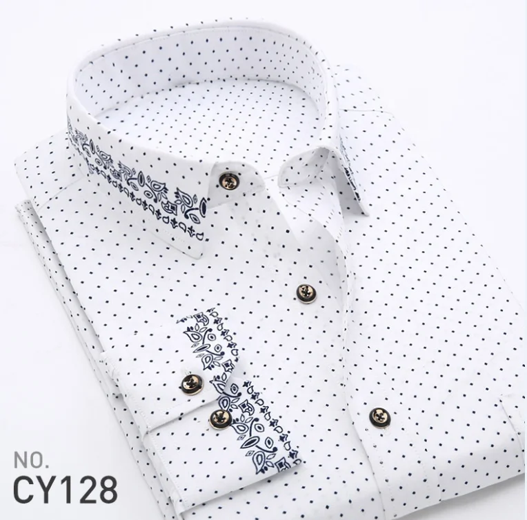

Latest Design Men Business Plaid Shirt Long Sleeve Shirt Brand Formal Cotton Printing Men Dress Shirt