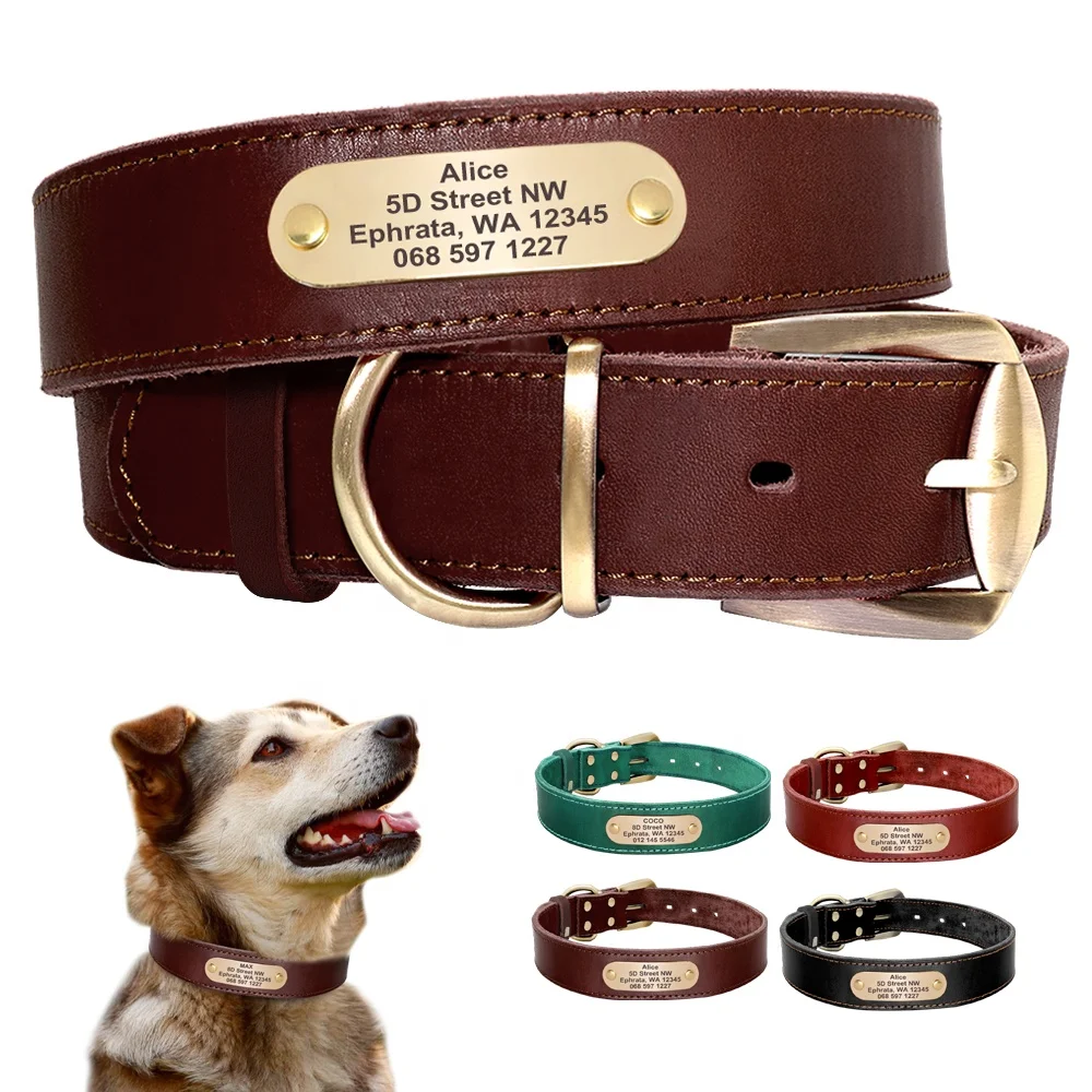 

Amazon Hot Sales Durable Strong Genuine Leather Pet Dog Collar