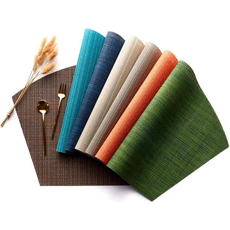 

50% OFF New Design Bamboo Pattern Western Placemat Non-slip Pvc Teslin Woven Fan-shaped Placemat, Multiple colour