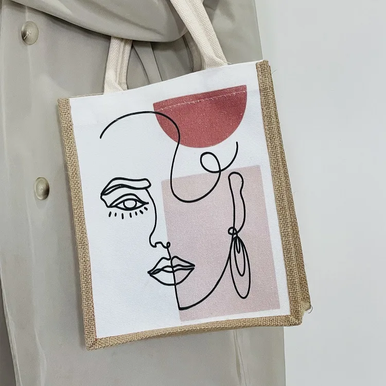 

Low MoQ Custom Printed Burlap Handbag Eco Reusable Shopping Jute Tote Bag, Customers' requirement
