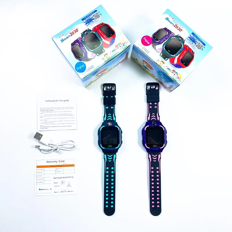 

Waterproof Kids Smart Watch Sos Antil-lost Smartwatch Baby 2g Sim Card Clock Call Location Tracker Baby Watch, Pink , green blue